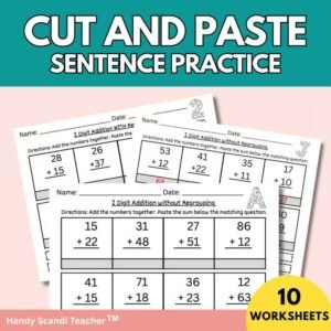 Cut and Paste Addition Activity No Prep