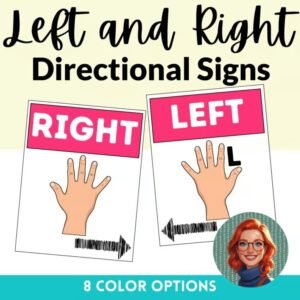 Left and Right Directional Signal Hand Poster Signs - Boost Student Independence