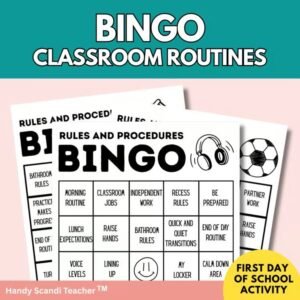 BTS - Whole Class Routines and Procedures Bingo First Day Hands On Activity