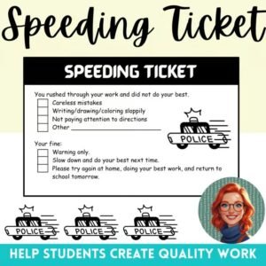 Slow Down Speeding Ticket Work Quality Behavior Management Homework